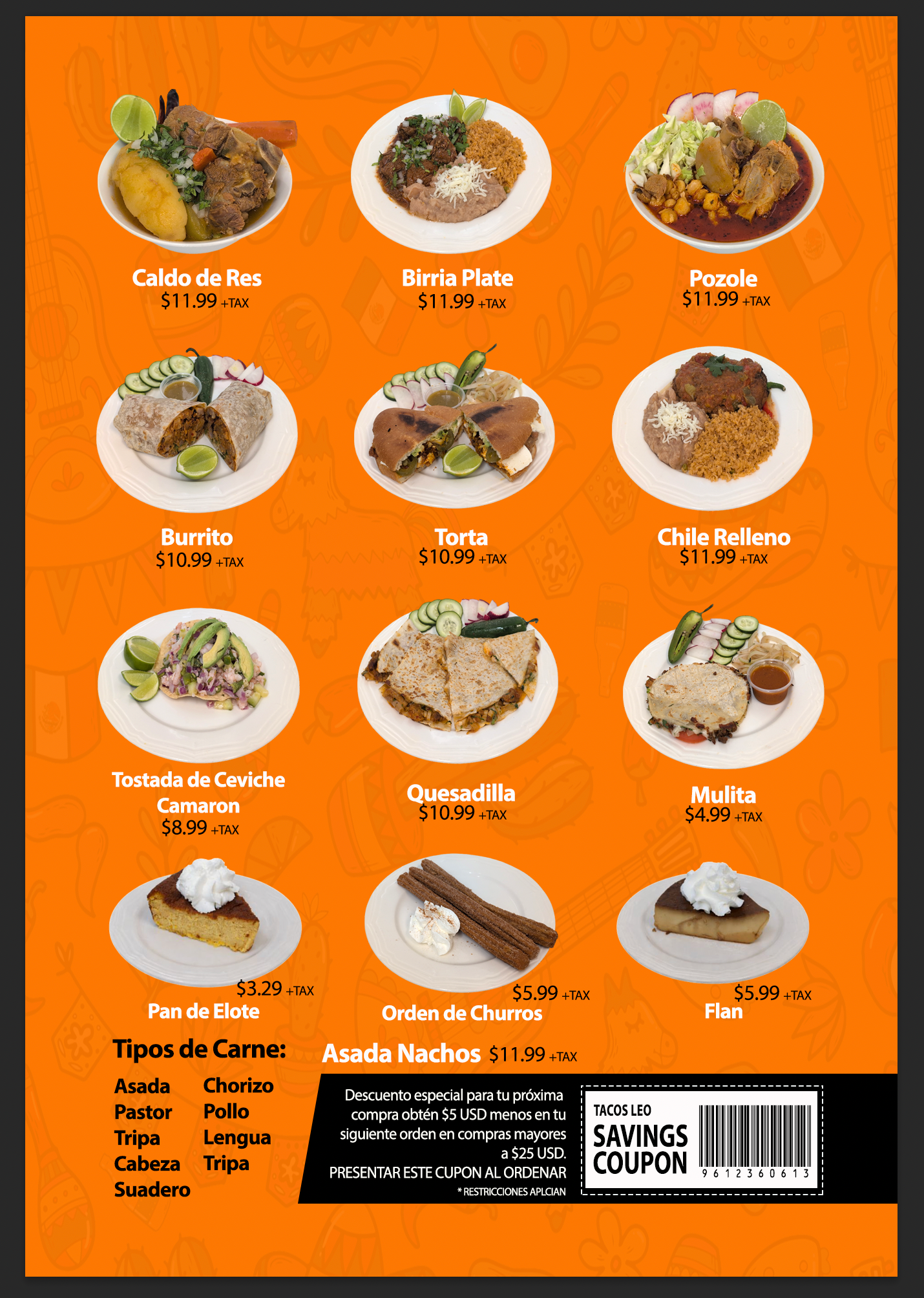 Menu Tacos Leo